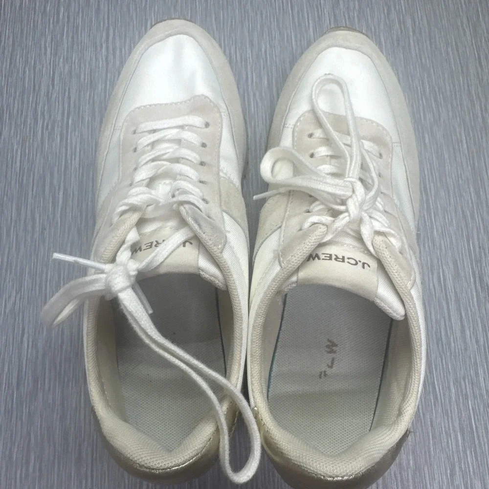 J Crew Trainers Womens 7.5 Beige‎ Retro Sneakers Minimalist Neutral